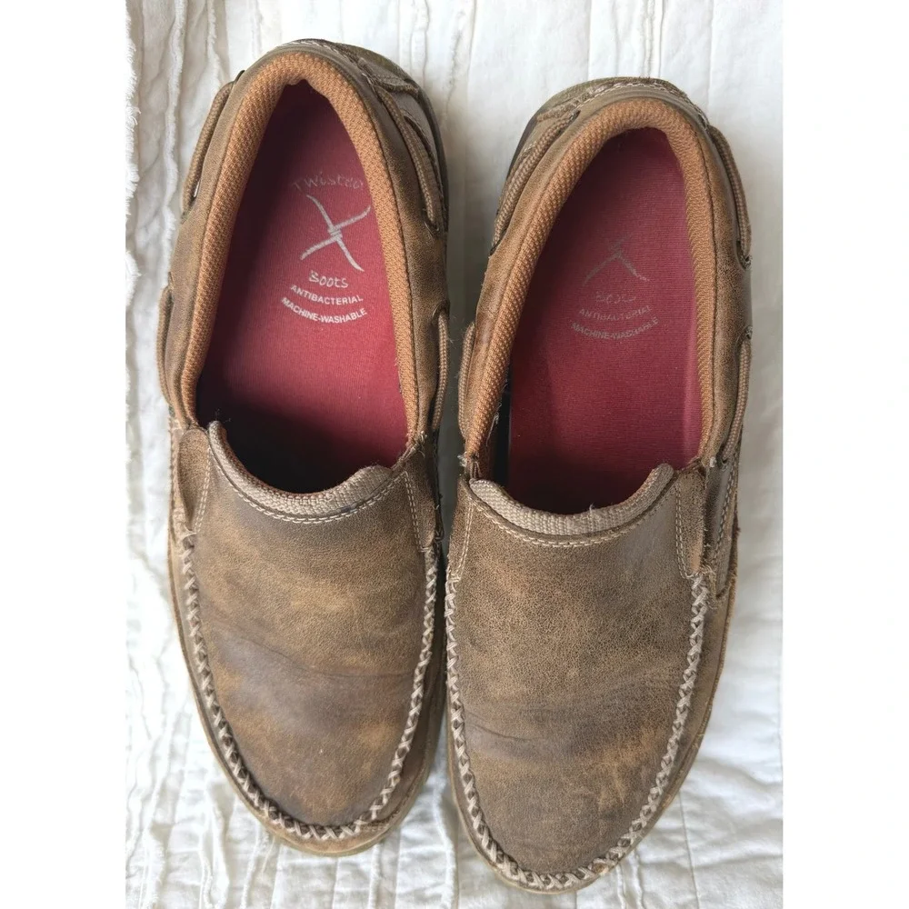Twisted X Driving Mocs Brown Leather Slip On Loafers Casual GorpcoreMens 10M